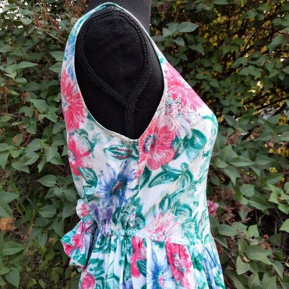 VTG 80s Honors Backless Floral Fit & Flare Dress S - Picture 9 of 16